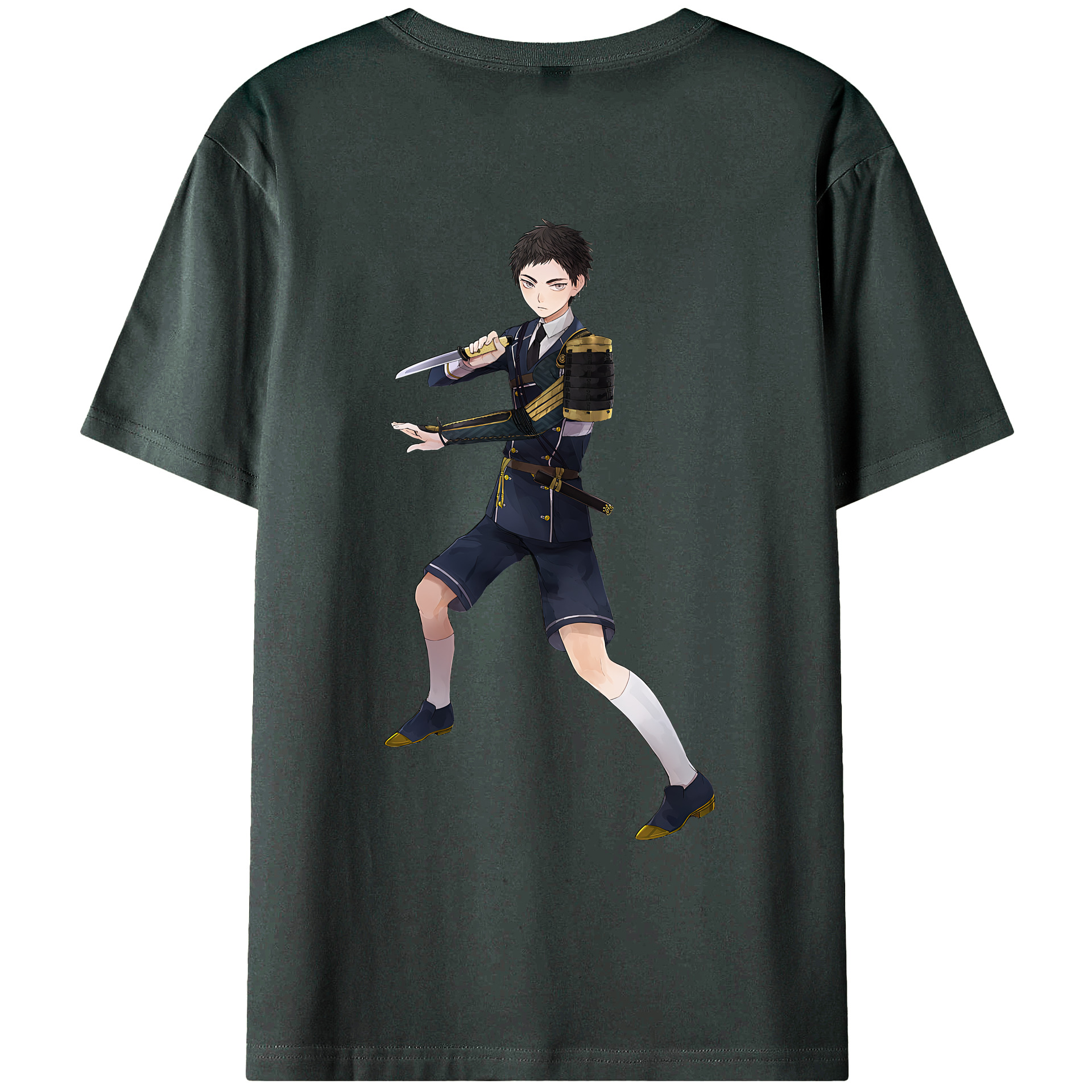 （画像用） 刀剣乱舞 Touken Ranbu 綿100％ メンズ半袖Tシャツ（バックプリント） 通気性